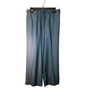 Ann Klein Coolibar Enclave Drawstring Chambray Lounge Pants Sz Lg